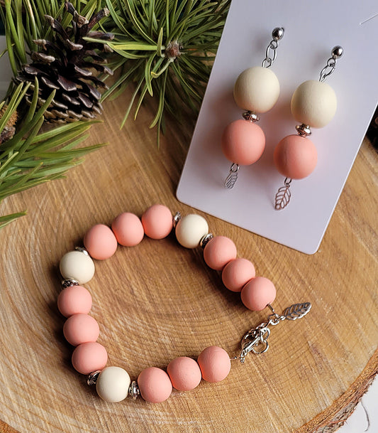 Bead bracelet set| Earrings handmade polymer clay beads