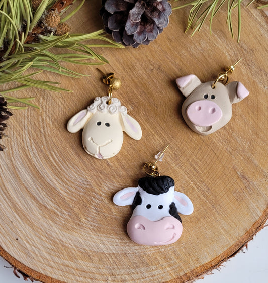 Cow Earrings| Sheep Earrings| Pig Earrings| Animal Jewelry