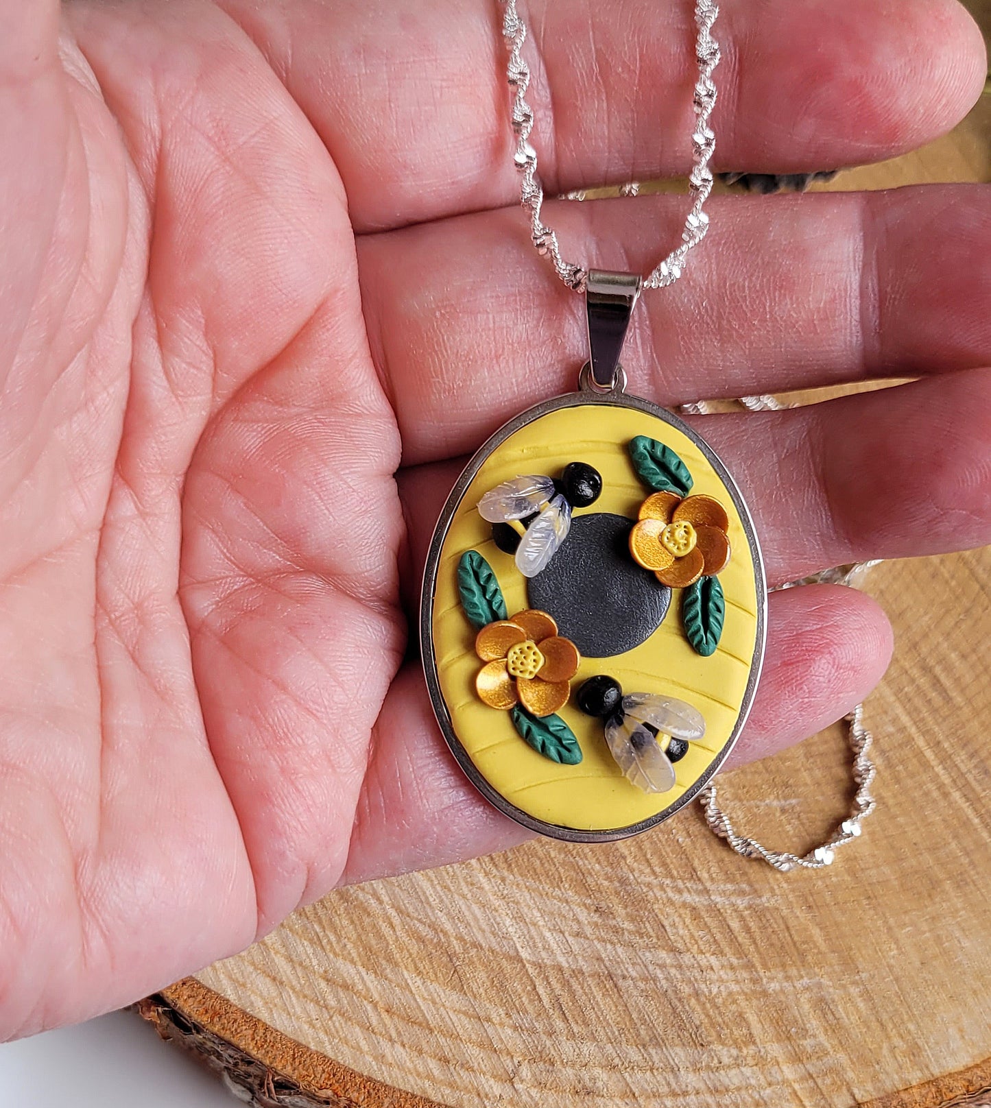 Beehive pendant| Beehive necklace| Summer jewelry necklace
